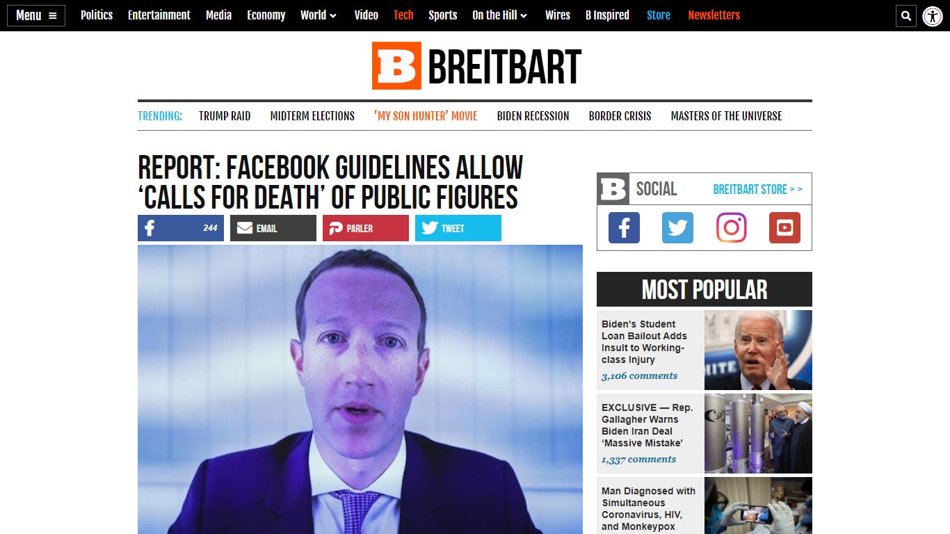 Report: Facebook Guidelines Allow 'Calls for Death' of ... - Breitbart